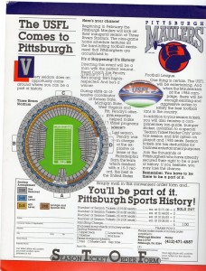 USFL Pittsburgh Maulers Ticket Offer Sheet